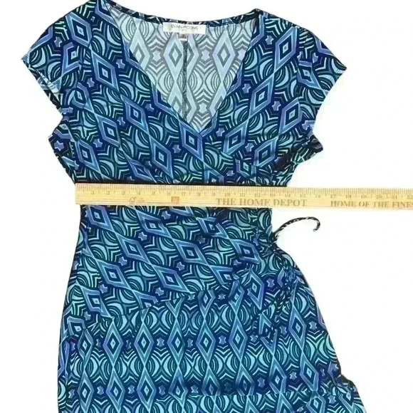 Evan Picone Mock Wrap Dress Size 10 Multicolored Career Church Brunch - Picture 10 of 12